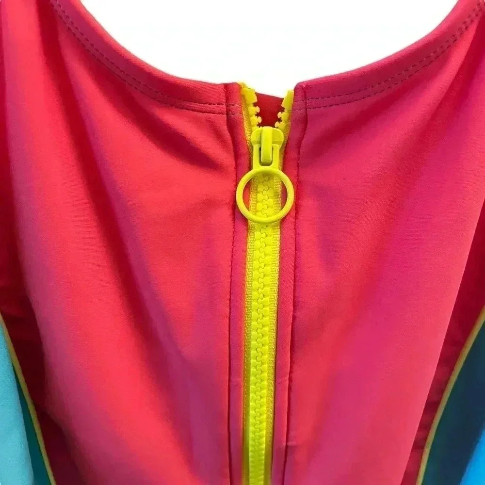 Cupshe Tabria Majors Cali Colorblock Zip Up Bikini Top - Picture 5 of 7
